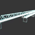 Train Traveling Over Steel Truss Railway Bridge with Concrete Supports