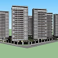 Modern High Rise Residential Complex With Green Spaces And Layout Design 3d model