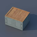 Wooden Top Blue Storage Box With Double Doors And Simple Classic Design