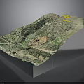 Detailed 3D Terrain Model Featuring Mountainous Area Vegetation Roads And Yellow Arrow Markers