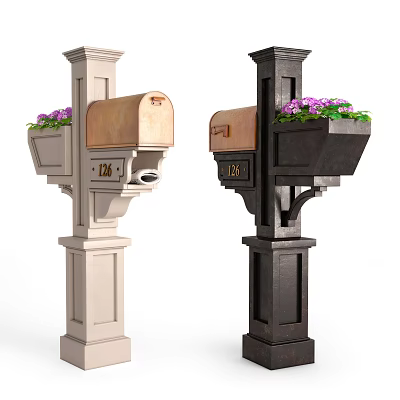 Two Stylish Mailboxes With Flower Boxes And Numbers 3d model Two Stylish Mailboxes With Flower Boxes And Numbers 3d model