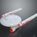 Enterprise Spaceship Model with Circular Hull and Red Engines for Space Exploration