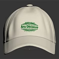 White Baseball Cap With Green Circular Logo And Stylish Casual Design