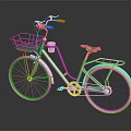 Stylish Light Green Bicycle With Front Basket Purple Seat And Rear Rack