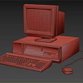 Vintage Beige Desktop Computer With Green Screen CRT Monitor Keyboard And Mouse