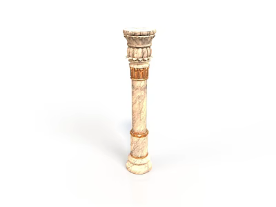 Ornate Classical Column Design With Marble Texture And Carved Decorative Details 3d model
