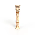 Ornate Classical Column Design With Marble Texture And Carved Decorative Details