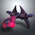 Futuristic Cosmic Spaceship Design With Purple Pink Exterior And Multi Wing Structure