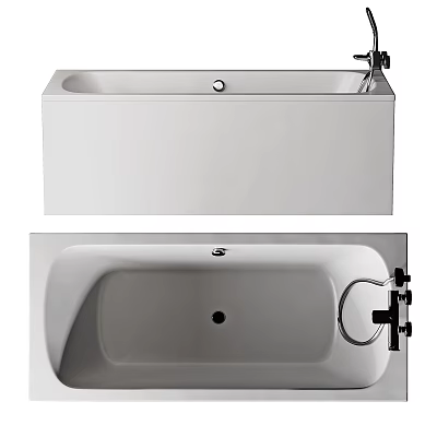 Modern White Freestanding Bathtub Design With Faucet Drain And Grab Bar 3d model