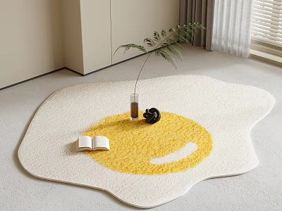 Egg Shaped Creative Area Rug With Book And Vase 3d model