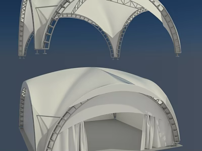 Modern Tensile Membrane Structure With Arch Design White Membrane And Metal Frame 3d model
