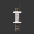 Modern Minimalist Three Story Staircase With Wooden Handrails White Steps And Reflective Floor