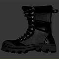 Black High Top Lace Up Boots With Thick Sole And Gray Accents For Outdoor Use