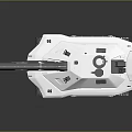 White Military Tank With Tracks Gun Barrel Turret And Exterior Features