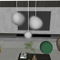 Modern Transparent Spherical Pendant Lights Hanging In Stylish Living Room With White Walls And Sofa