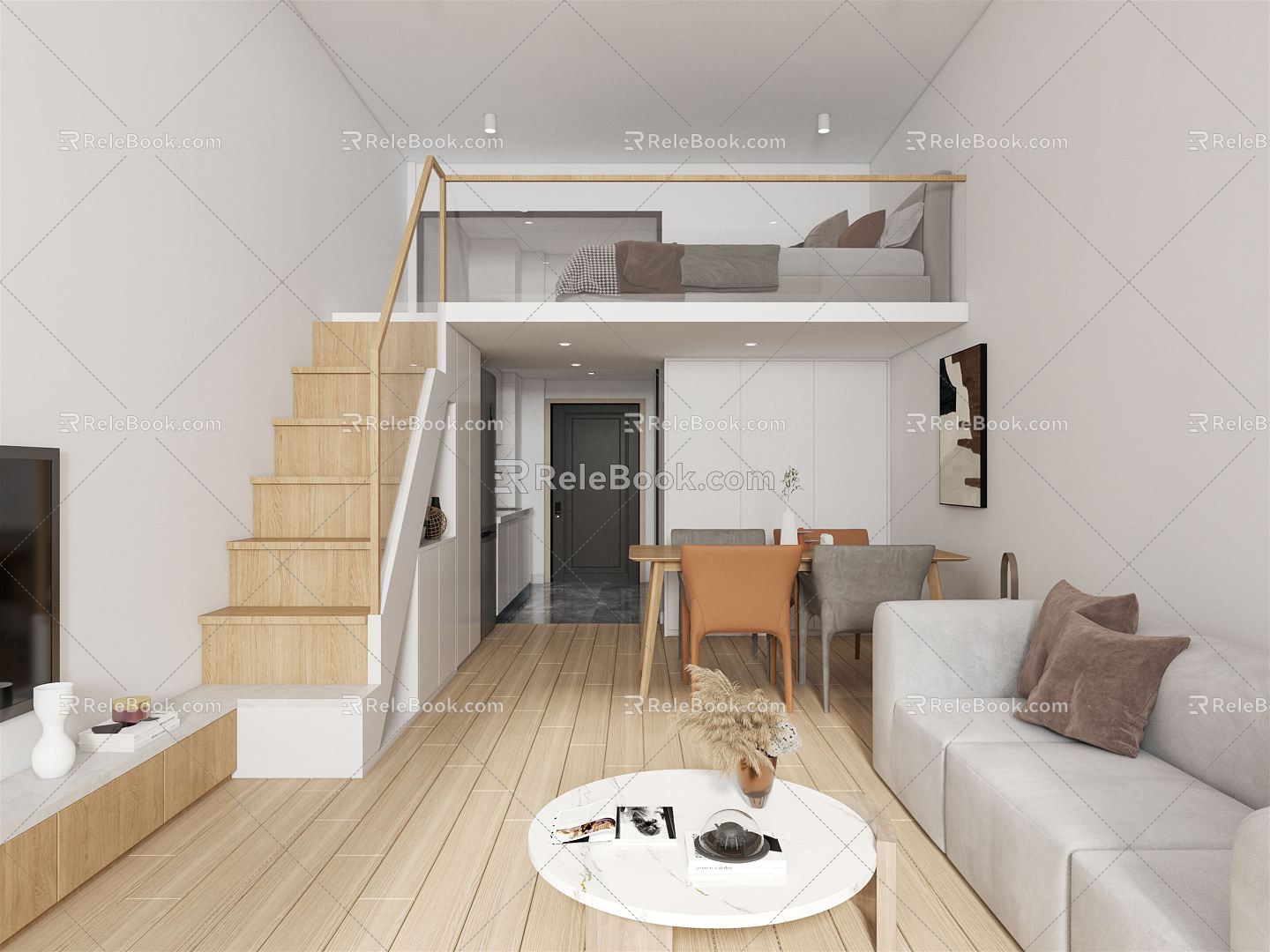 Nordic Apartment Apartment Living Room 3d model