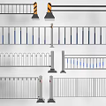 Different Styles Of Metal Fences With Safety Railings And Blue Accent Details