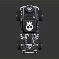 Custom Vintage Car With Skull And Gear Patterns On Decorative Body Design