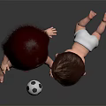Young Children Playing With Soccer Ball Crawling And Sitting Together 3d model