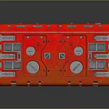 Red Vintage Industrial Machinery With Round Knobs Metal Panels And Vent Grilles