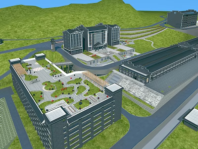 New Chinese Style Winery Winery Roof Garden 3d model