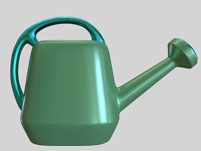 Green Agricultural Watering Can With Blue Handle And Ergonomic Design For Gardening 3d model