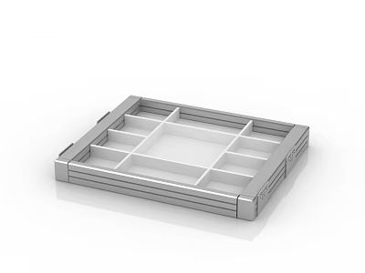 Ornament Display Set with Square Gray Tray Featuring Multiple Compartments for Decorative Use 3d model