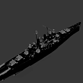 Gray Hull Naval Warship With Deck Turrets Cannons And Rusty Bottom Structure