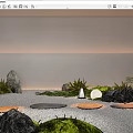Contemporary Indoor Landscape Design With Rocks Greenery Gravel Ground And Circular Platforms