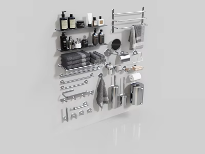 Modern Bathroom Small Shower Gel Towel Rack Bath Products 3d model