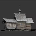 Traditional Log Cabin With Gray Roof Steeple And Wooden Structure Details