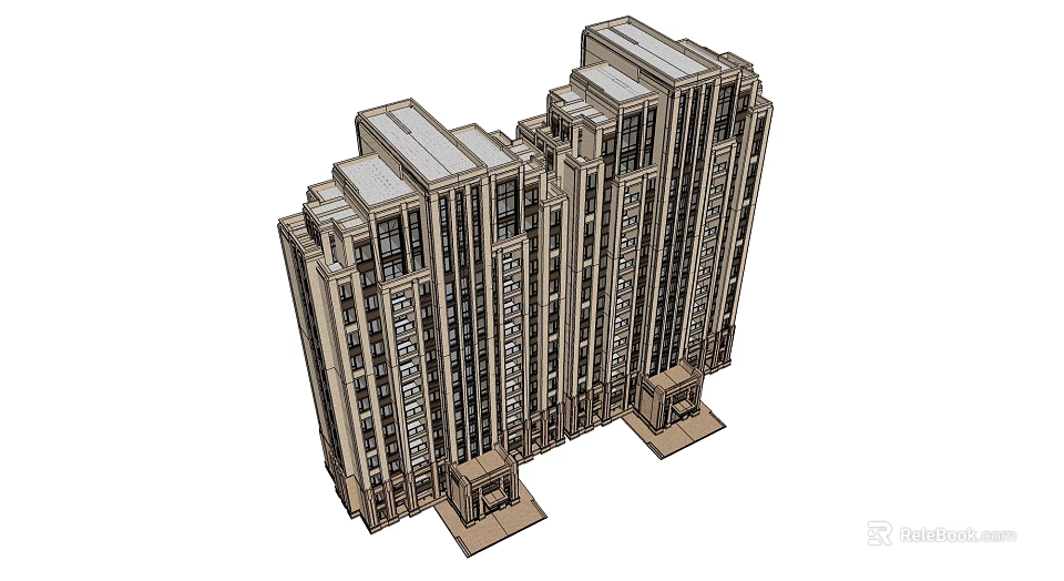 Modern High Rise Residential Complex Exterior Design With Multiple Units And Windows 3d model