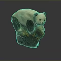 Game Movie Panda Character White Body Black Ears Limbs Standing On Orange Black Textured Rock