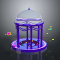Purple Artistic Decoration With Transparent Dome Glowing Base And Colorful Surrounding Stars