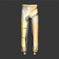 Stylish Casual Pants With Yellow And Gray Geometric Patterns For Daily Wear