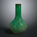 Green Vase Decor On Modern Wooden Shelf Furniture Piece