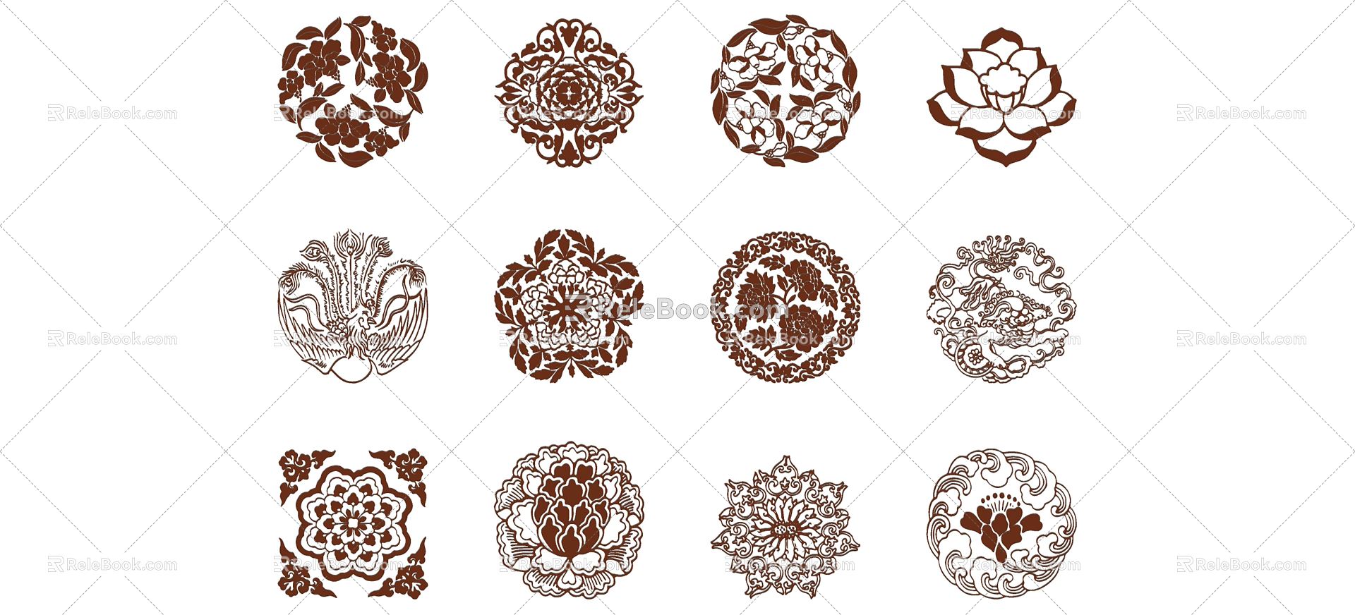 New Chinese Carved Wood Carved Flower 3d model