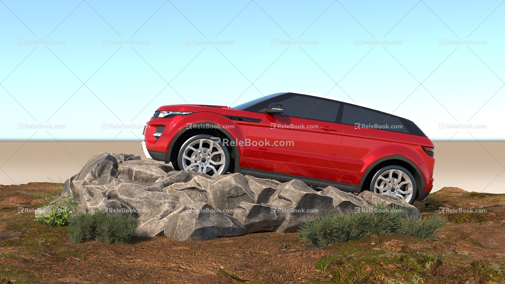 Stone Slope Steep Off-road Slope Off-road Stone Stone Mud Grass Outdoor Off-road Vehicle Stone Slope Rack Muddy Field Uphill 3d model