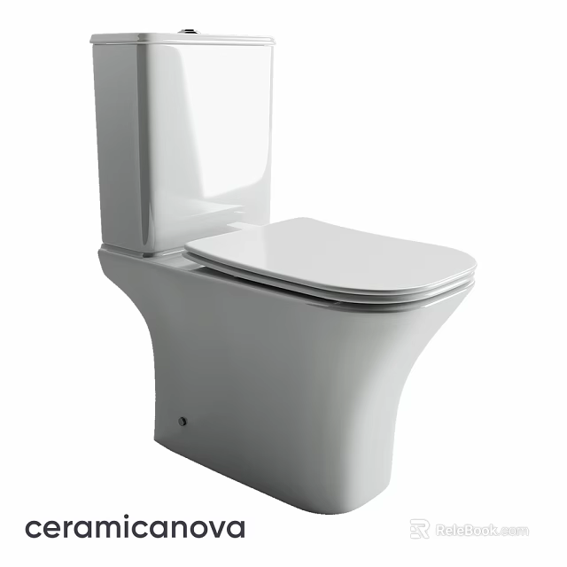 Modern White Toilet With Sleek Design And Closed Lid In Contemporary Bathroom 3d model 