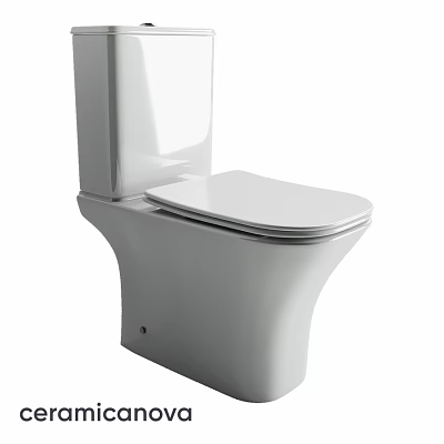 Modern White Toilet With Sleek Design And Closed Lid In Contemporary Bathroom 3d model