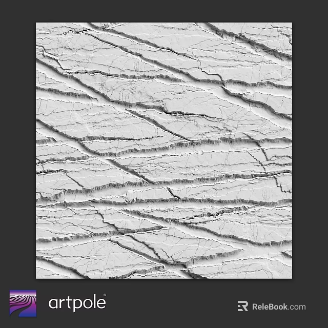 Detailed Structural Component Featuring Cracked Surface Texture And Linear Patterns 3d model 