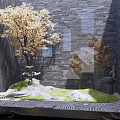 New Chinese style landscape sketch stone landscape tree combination 3d model