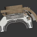 Futuristic Interior Design With Curved White Structure Control Console And Technical Equipment