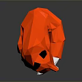 Red Fox Origami Model In Low Poly Style Sitting On Black Surface With Reflection