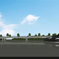 Scenic Bridge Over River With Green Trees Boat And Connecting Roads In Landscape