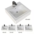 Ceramic White Square Washbasin With Faucet 500x480 Size Multiple Display Units 3d model