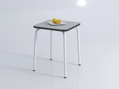 Simple Modern Coffee Table With Gray Top White Metal Legs And Plate Of Lemons On Surface 3d model