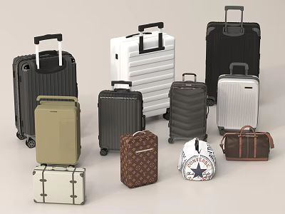 Colorful Luggage Collection With Suitcases Travel Bags And Different Style Designs 3d model
