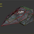 Futuristic Geometric Structure With Glowing Green Lines And Transparent Sections 3d model