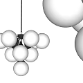 Modern Chandelier With Cluster Of White Globe Lights Hanging Against Gray Wall
